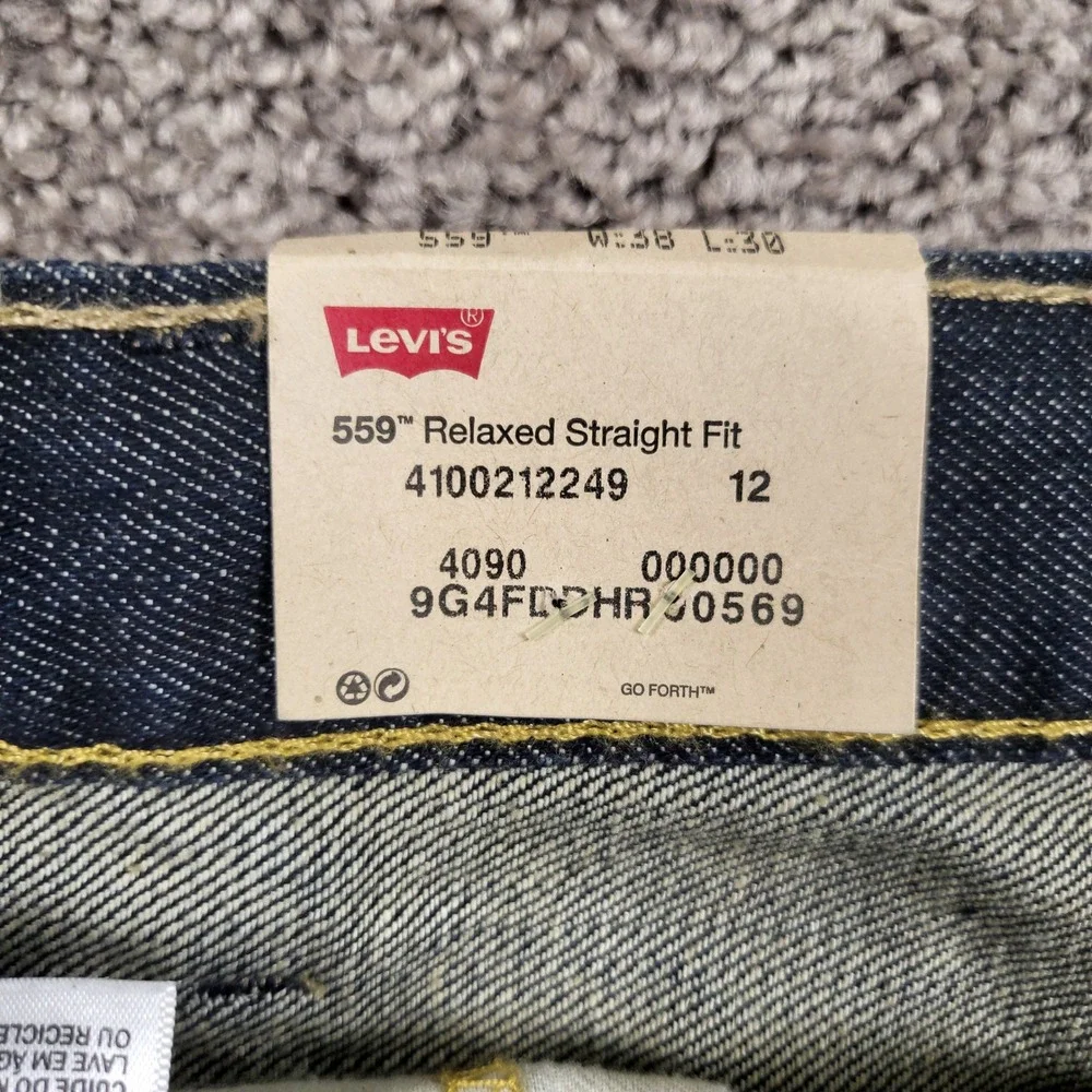 Levi Strauss 559 Relaxed Straight Fit Dark Wash Denim‎ Jeans Mens 38x30